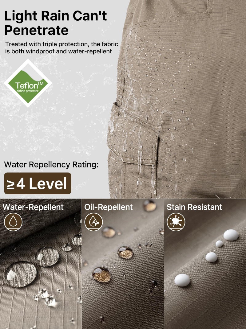 FREE SOLDIER Men's Tactical Pants Water Resistant Ripstop Cargo Work Lightweight EDC Hiking Pants with Multi Pocketsï¼ˆKhaki34Wx32Lï¼‰ - Image 2